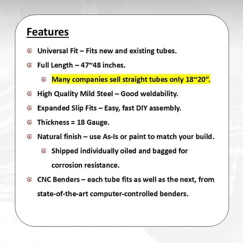 Tube Warehouse - 3" OD Straight, 4ft long 48" inches, Exhaust Mild Steel, Universal Fit 3.0 inch Custom Tubing DIY in Saudi Arabia