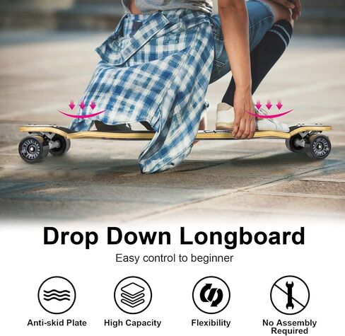 Long Board Skateboard for Adults Teenagers Kids Ages 6-12 Adults Men Women Complete Skateboard Cruiser for Cruising Carving Free-Style and Downhill 41 includes High-Speed Bearings & T-Tool in Saudi Arabia
