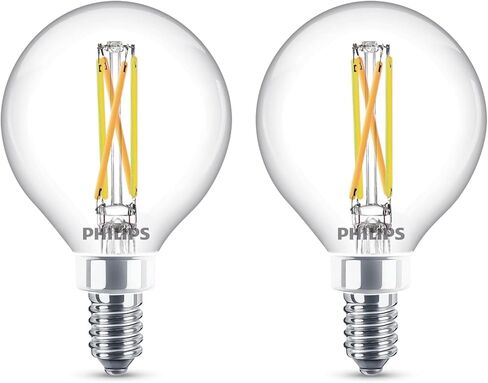 Philips LED Ultra Definition G16.5 Glass Light Bulb, EyeComfort Technology, Dimmable, 350 Lumen, Soft White Light (2700K), 3.5W=40W, E12 Base, 2-Pack (573303) in Kuwait