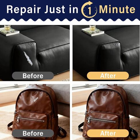 Leather Repair Patch for Furniture - Self Adhesive Leather Repair Tape Kit, Vinyl Repair Patch, Ideal for Car Seats Couch Sofa Office Chair, 3x60 Inch, Black in Saudi Arabia
