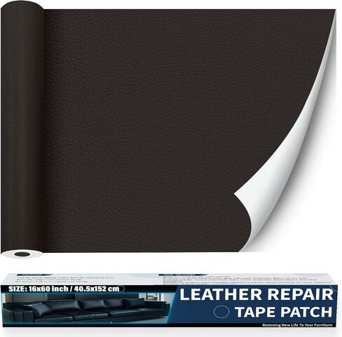 Leather Repair Patch for Furniture - Self Adhesive Leather Repair Tape Kit, Vinyl Repair Patch, Ideal for Car Seats Couch Sofa Office Chair, 3x60 Inch, Black in Saudi Arabia