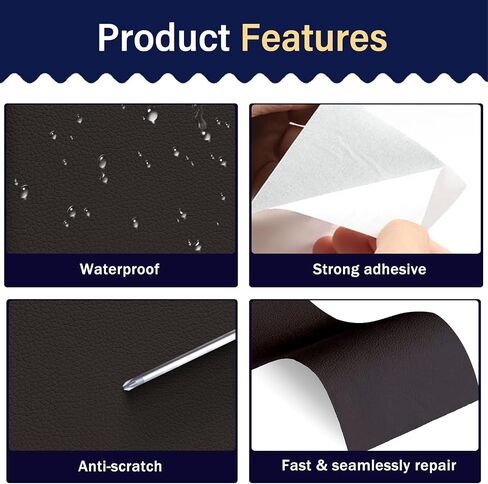 Leather Repair Patch for Furniture - Self Adhesive Leather Repair Tape Kit, Vinyl Repair Patch, Ideal for Car Seats Couch Sofa Office Chair, 3x60 Inch, Black in Saudi Arabia