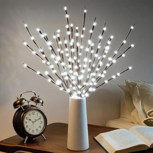 DK177 2 Pack Led Branch Light Battery Operated Lighted Branch Vase Filler Willow Tree Artificial Little Twig Power Brown 30 Inch 20 LED for Home Romantic Decoration, Warm White in Kuwait