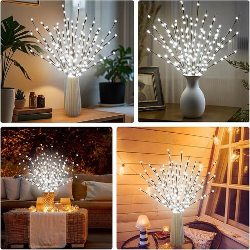 DK177 2 Pack Led Branch Light Battery Operated Lighted Branch Vase Filler Willow Tree Artificial Little Twig Power Brown 30 Inch 20 LED for Home Romantic Decoration, Warm White in Kuwait