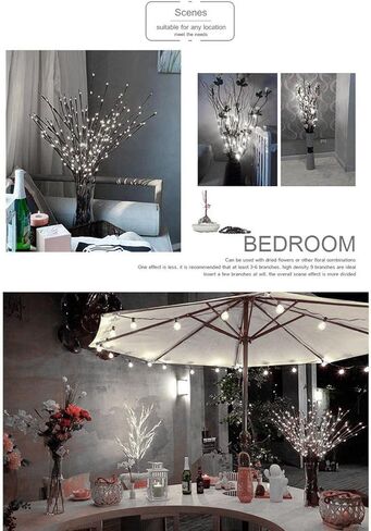 DK177 2 Pack Led Branch Light Battery Operated Lighted Branch Vase Filler Willow Tree Artificial Little Twig Power Brown 30 Inch 20 LED for Home Romantic Decoration, Warm White in Kuwait