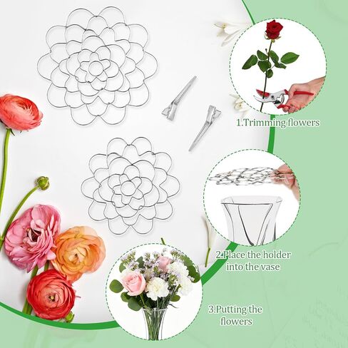3Pcs Flower Arrangement Holder Set- Stainless Steel Floral Grid Organizer - Wire Frog Insert for Vases Bouquets DIY Home Decor(Silver) in Kuwait