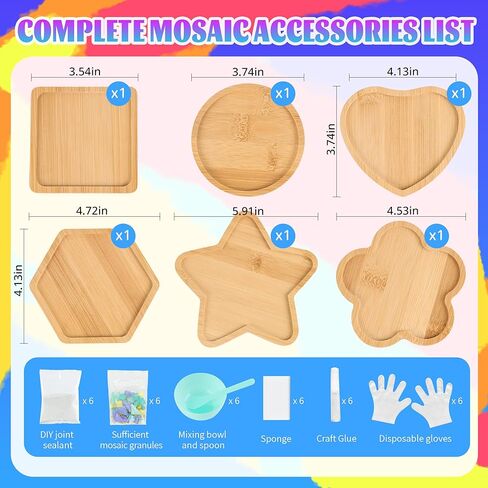 Joyclub 4 مجموعات DIY بلاط الفسيفساء الزجاجي للحرف اليدوية مجموعات الفسيفساء للبالغين والأطفال مع الوقايات الخشبية لصينية المشروبات الإبداعية صناعة يدوية لوازم ديكور المنزل فن هدايا عيد الميلاد in Kuwait