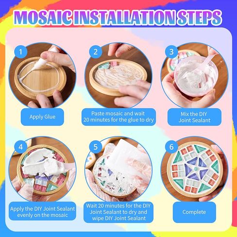 Joyclub 4 مجموعات DIY بلاط الفسيفساء الزجاجي للحرف اليدوية مجموعات الفسيفساء للبالغين والأطفال مع الوقايات الخشبية لصينية المشروبات الإبداعية صناعة يدوية لوازم ديكور المنزل فن هدايا عيد الميلاد in Kuwait