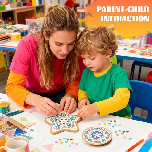 Joyclub 4 مجموعات DIY بلاط الفسيفساء الزجاجي للحرف اليدوية مجموعات الفسيفساء للبالغين والأطفال مع الوقايات الخشبية لصينية المشروبات الإبداعية صناعة يدوية لوازم ديكور المنزل فن هدايا عيد الميلاد in Kuwait