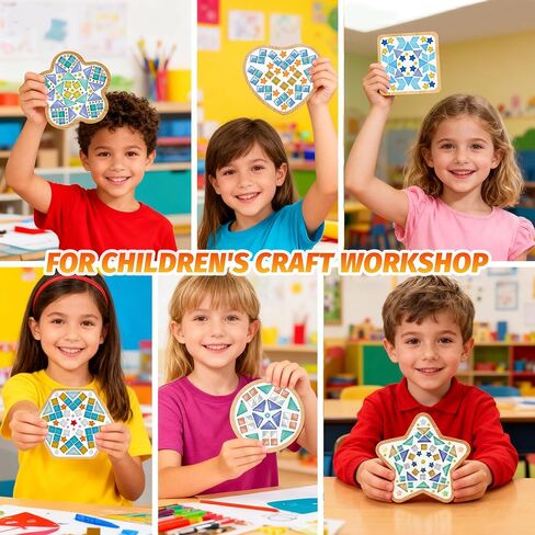 Joyclub 4 مجموعات DIY بلاط الفسيفساء الزجاجي للحرف اليدوية مجموعات الفسيفساء للبالغين والأطفال مع الوقايات الخشبية لصينية المشروبات الإبداعية صناعة يدوية لوازم ديكور المنزل فن هدايا عيد الميلاد in Kuwait