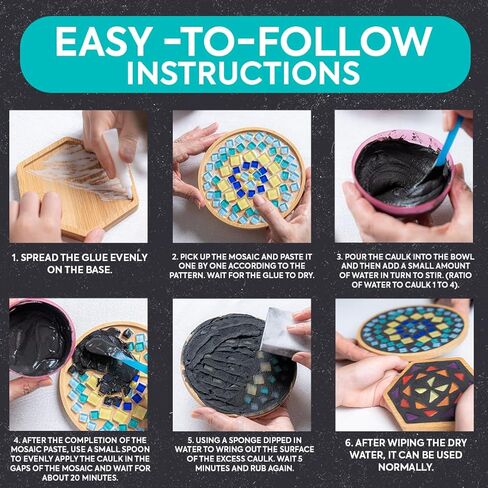 DIY Merea Craft - مجموعة من مجموعتين من الفسيفساء للبالغين | مجموعة أدوات صناعة الزجاج الملون للمبتدئين | اصنع فن الفسيفساء الخاص بك | هدية مصنوعة يدويا للنساء | ديكور المنزل وأنشطة الاسترخاء in Kuwait