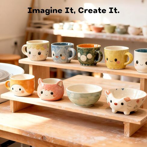 هدية عيد ميلاد للفتيات والأولاد، عجلة فخار للأطفال من سن 8 إلى 12 عامًا، مجموعة كاملة للفنون والحرف مع 3 عبوات من الطين الجاف بالهواء، والدهانات - ألعاب صانع السيراميك DIY لعمر 6 7 8 9 10 11 12 عامًا من المرح الإبداعي in Kuwait