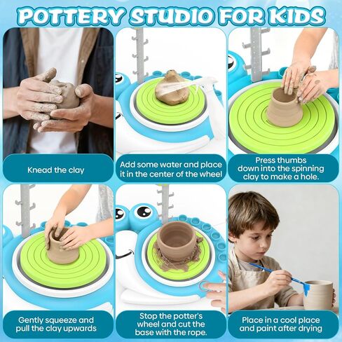 Pottery Wheel for Kids with 3 Clay Kits & Painting Supplies, Complete Arts and Crafts for Kids Ages 8-12, Mini Pottery Studio Toys for Ages 8-13, Ideal Christmas Birthday Gift for Grandkids Boys Girls in Saudi Arabia