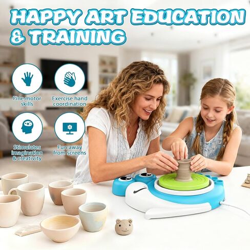 Pottery Wheel for Kids with 3 Clay Kits & Painting Supplies, Complete Arts and Crafts for Kids Ages 8-12, Mini Pottery Studio Toys for Ages 8-13, Ideal Christmas Birthday Gift for Grandkids Boys Girls in Saudi Arabia