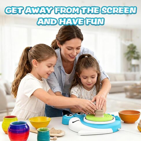 Pottery Wheel for Kids with 3 Clay Kits & Painting Supplies, Complete Arts and Crafts for Kids Ages 8-12, Mini Pottery Studio Toys for Ages 8-13, Ideal Christmas Birthday Gift for Grandkids Boys Girls in Saudi Arabia