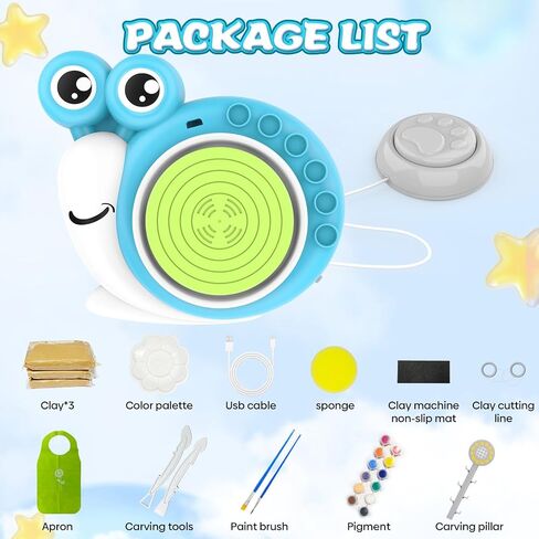 Pottery Wheel for Kids with 3 Clay Kits & Painting Supplies, Complete Arts and Crafts for Kids Ages 8-12, Mini Pottery Studio Toys for Ages 8-13, Ideal Christmas Birthday Gift for Grandkids Boys Girls in Saudi Arabia