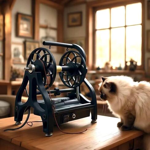 Electric Yarn Spinner Winder Spinning Wheel for Wool with 3 Bobbins, Small Yarn Winder with Forward & Reverse, Free Speed Adjustable (Black) in Saudi Arabia