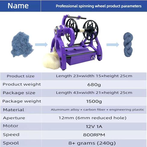 Electric Yarn Spinner Winder Spinning Wheel for Wool with 3 Bobbins, Small Yarn Winder with Forward & Reverse, Free Speed Adjustable (Black) in Saudi Arabia