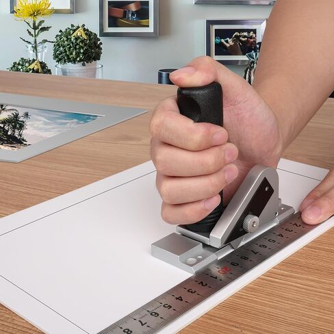 Bevel Mat Cutter with 45° Push-Style Retractable Blade, 5 Replacement Blades, Handheld Board Design for Picture Framing and Art Projects in Kuwait