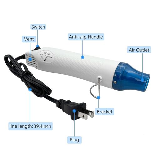 مسدس حراري صغير، أداة مسدس هواء ساخن محمولة للحرف اليدوية، مسدس انكماش حراري لراتنجات الإيبوكسي، والنقش، وتقليص التغليف، وإزالة الطلاء الجاف (أسود) in Kuwait