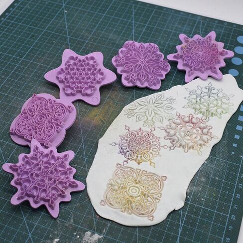 5pcs/Set Mandala Lace Pattern Emboss Stamp Polymer Clay Earring Texture Soap Pottery Ceramic Impression Dotting Tools Art Hobby in Saudi Arabia