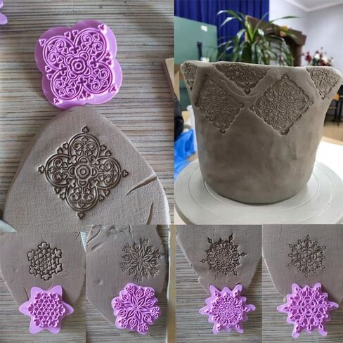5pcs/Set Mandala Lace Pattern Emboss Stamp Polymer Clay Earring Texture Soap Pottery Ceramic Impression Dotting Tools Art Hobby in Saudi Arabia