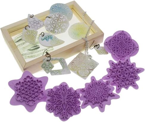 5pcs/Set Mandala Lace Pattern Emboss Stamp Polymer Clay Earring Texture Soap Pottery Ceramic Impression Dotting Tools Art Hobby in Saudi Arabia