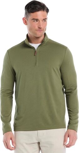 Cubavera Men's Solid Ottoman Polo Sweater-1/4 Zip Long Sleeve with Moisture Wicking Fabric (Available in Big & Tall) in Saudi Arabia