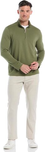 Cubavera Men's Solid Ottoman Polo Sweater-1/4 Zip Long Sleeve with Moisture Wicking Fabric (Available in Big & Tall) in Saudi Arabia