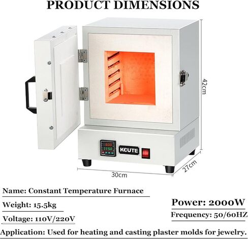 2000W Electric Kiln for Metal Melting, 1150℃ High-Temperature Lab Furnace, Enclosed Muffle Oven, Industrial Electric Burnout Oven for Jewelry & Metalwork in Saudi Arabia