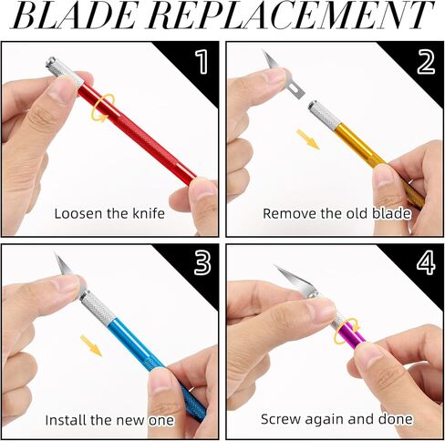 JTIEO 74 حزمة سكين هواية سكين Exacto مع 4 سكاكين هواية حادة مطورة و70 شفرة سكاكين احتياطية للفن، سجل القصاصات، الاستنسل in Kuwait