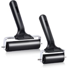 Wlivxch 2Pcs Hard Rubber Brayer Rollers (4 Inch and 2.2 Inch) for Printmaking, Ink Printing, Gluing Application, Stamping, Boat Flooring and Wallpaper Installation - Black Tool in Saudi Arabia