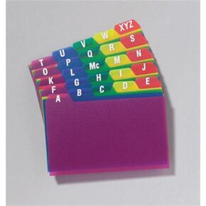 Durable Poly A-Z Card Guides, 1/5-Cut Top Tab, A to Z, 3 x 5, Assorted Colors, 25/Set in Kuwait