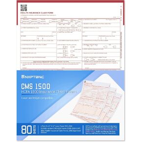 80 ورقة نماذج مطالبة CMS 1500، نماذج مطالبات التأمين HCFA 1500، الإصدار الجديد HCFA 1500 مراجعة 02/2012، متوافقة مع الليزر ونفث الحبر، حجم الرسالة 8-12 بوصة × 11 بوصة in Kuwait