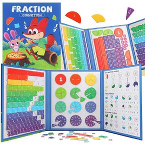 STEM Magnetic Fraction Demonstration Book for Kids with 152 Pcs Math Fraction Magnets Tiles and Disc Set Educational Math Learning Manipulatives Set in Kuwait