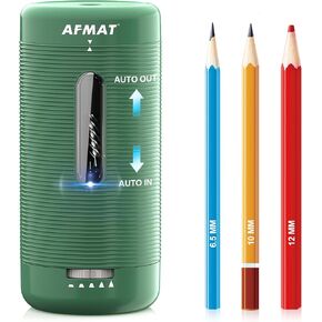 مبراة أقلام رصاص كهربائية من AFMAT، مبراة أقلام رصاص أوتوماتيكية بالكامل، دخول وخروج تلقائي، مبراة قابلة لإعادة الشحن بدون استخدام اليدين للأقلام الكبيرة والملونة (6.5-12 مم)، محمولة للمنزل/الفصل الدراسي/المكتب PSC2 in Kuwait