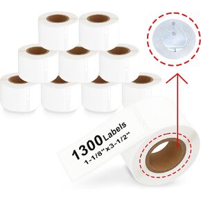 ملصقات عناوين قياسية حرارية بيضاء - 10 بكرات (مع شريحة RFID) لـ Dymo 30251 (1-1/8 بوصة × 3-1/2 بوصة) متوافقة مع طابعات Dymo LabelWriter 550 - 130 ملصقًا لكل لفة. in Kuwait