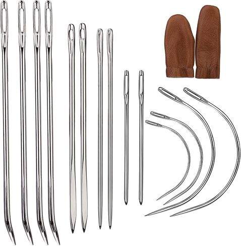 9 Pcs Heavy Duty Hand Sewing Needles Kit,Leather Sewing Needles with 5 Leather Hand Sewing Needle and 4 Curved Needle for Home Upholstery,Leather Needles for Hand Sewing,Carpet Canvas Repair… in Saudi Arabia