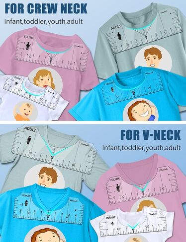 Vowlove Upgraded T-Shirt Alignment Ruler Set with Pocket Line & Age-Based Icons, Precise Center/Left-Chest Placement Tool for Shirt Making, Cricut Accessories, Heat Press, HTV, Vinyl, DTF, Sublimation in Saudi Arabia