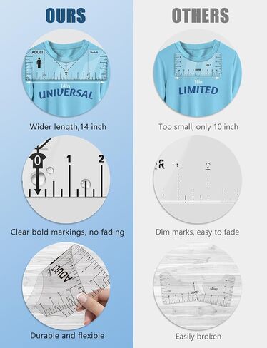 Vowlove Upgraded T-Shirt Alignment Ruler Set with Pocket Line & Age-Based Icons, Precise Center/Left-Chest Placement Tool for Shirt Making, Cricut Accessories, Heat Press, HTV, Vinyl, DTF, Sublimation in Saudi Arabia