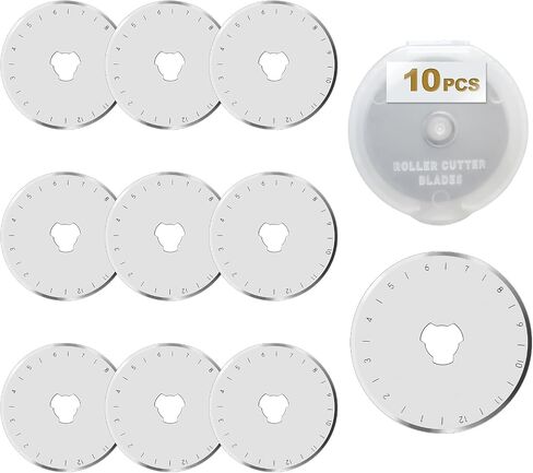 10 PCS 45mm Rotary Cutter Replacement Blades SXUSOTG Ultra-Sharp and Durable Steel Blades with Clear Scale Rotary Cutter Blades for Quilting Sewing Crafting and Fabric Leather Cutting (45mm-Silver) in Saudi Arabia