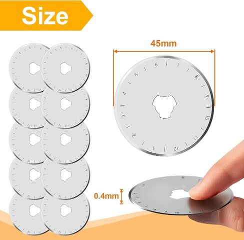 10 PCS 45mm Rotary Cutter Replacement Blades SXUSOTG Ultra-Sharp and Durable Steel Blades with Clear Scale Rotary Cutter Blades for Quilting Sewing Crafting and Fabric Leather Cutting (45mm-Silver) in Saudi Arabia