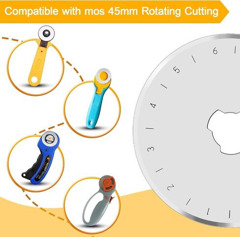 10 PCS 45mm Rotary Cutter Replacement Blades SXUSOTG Ultra-Sharp and Durable Steel Blades with Clear Scale Rotary Cutter Blades for Quilting Sewing Crafting and Fabric Leather Cutting (45mm-Silver) in Saudi Arabia