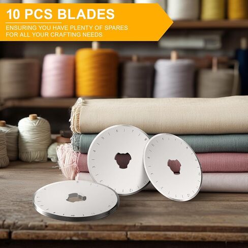 10 PCS 45mm Rotary Cutter Replacement Blades SXUSOTG Ultra-Sharp and Durable Steel Blades with Clear Scale Rotary Cutter Blades for Quilting Sewing Crafting and Fabric Leather Cutting (45mm-Silver) in Saudi Arabia