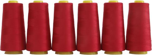 Polyester Sewing Thread All Purpose Knotless 40S/2 (Tex27) 6 Cones of 2750 Yards Each Spool Thread Total 16500 Yards for Serger Sewing Machine Quilting Piecing Overlock Hand Stitching (Red) in Saudi Arabia