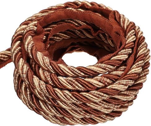 MECCANIXITY Twisted Lip Cord Trim 0.39 Inches 13.5 Yard Polyester Twisted Cords for Sewing Decorative Trimming DIY Crafts Edge Piping Upholstery Curtain Tieback (Coffee) in Saudi Arabia