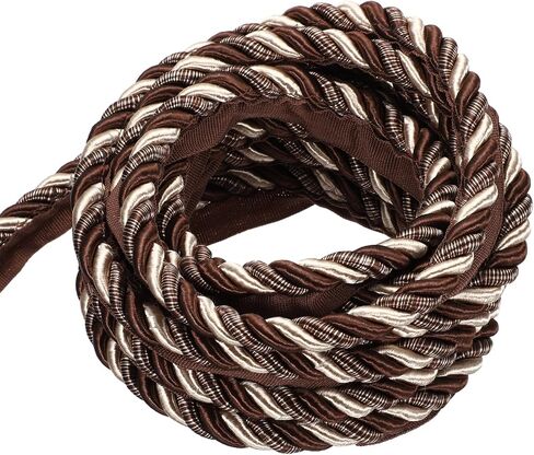 MECCANIXITY Twisted Lip Cord Trim 0.39 Inches 13.5 Yard Polyester Twisted Cords for Sewing Decorative Trimming DIY Crafts Edge Piping Upholstery Curtain Tieback (Coffee) in Saudi Arabia