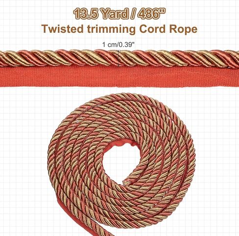 MECCANIXITY Twisted Lip Cord Trim 0.39 Inches 13.5 Yard Polyester Twisted Cords for Sewing Decorative Trimming DIY Crafts Edge Piping Upholstery Curtain Tieback (Coffee) in Saudi Arabia