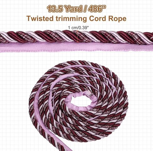 MECCANIXITY Twisted Lip Cord Trim 0.39 Inches 13.5 Yard Polyester Twisted Cords for Sewing Decorative Trimming DIY Crafts Edge Piping Upholstery Curtain Tieback (Coffee) in Saudi Arabia