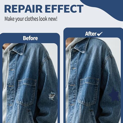 Iron On Patches for Clothes 24pcs, Iron On Patches for Jeans, Cotton Denim Repair Patch for Inside Jeans Fabric Kit, Jeans Knee, Pants, Clothing 3" by 4-1/4" Blue&Black in Saudi Arabia